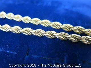 14k Gold old rope braided necklace; 27" long; 58 grams {Description altered 11-7-2018 at 12:29pm} 