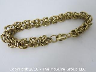 Byzantine 14k gold bracelet; 10" length; 87 grams {Description altered 11-7-2018 at 12:29pm} 