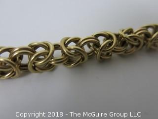 Byzantine 14k gold bracelet; 10" length; 87 grams {Description altered 11-7-2018 at 12:29pm} 