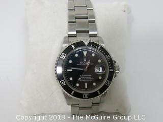 1980 ROLEX Oyster Perpetual Date "Submariner" 1000 ft. Chronometer with Stainless Band; Black Dial; Case Registration #16800 (Description altered 11-7-2018 at 11:10am ET)  SERIAL # 8269127