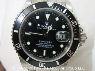 1980 ROLEX Oyster Perpetual Date "Submariner" 1000 ft. Chronometer with Stainless Band; Black Dial; Case Registration #16800 (Description altered 11-7-2018 at 11:10am ET)  SERIAL # 8269127