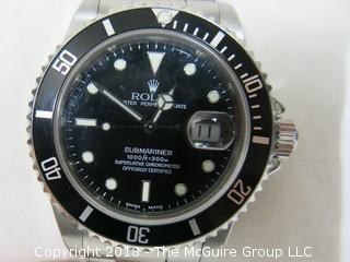 1980 ROLEX Oyster Perpetual Date "Submariner" 1000 ft. Chronometer with Stainless Band; Black Dial; Case Registration #16800 (Description altered 11-7-2018 at 11:10am ET)  SERIAL # 8269127