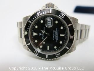 1980 ROLEX Oyster Perpetual Date "Submariner" 1000 ft. Chronometer with Stainless Band; Black Dial; Case Registration #16800 (Description altered 11-7-2018 at 11:10am ET)  SERIAL # 8269127