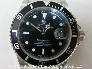 1980 ROLEX Oyster Perpetual Date "Submariner" 1000 ft. Chronometer with Stainless Band; Black Dial; Case Registration #16800 (Description altered 11-7-2018 at 11:10am ET)  SERIAL # 8269127