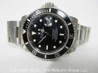 1980 ROLEX Oyster Perpetual Date "Submariner" 1000 ft. Chronometer with Stainless Band; Black Dial; Case Registration #16800 (Description altered 11-7-2018 at 11:10am ET)  SERIAL # 8269127