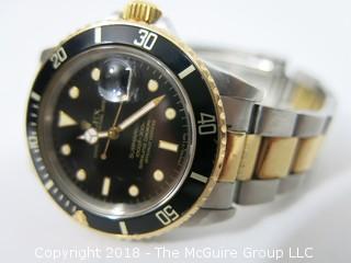 1980 ROLEX Oyster Perpetual Date "Submariner" 1000 ft. Chronometer with Steel/18k Gold Two-Toned Band; Black Dial; Case #16800; (Note: most cases for this watch were made using Case ##16803); {Description Altered: 11-7-2018 at 11:15am ET} SERIAL # 6458717