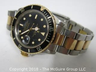 1980 ROLEX Oyster Perpetual Date "Submariner" 1000 ft. Chronometer with Steel/18k Gold Two-Toned Band; Black Dial; Case #16800; (Note: most cases for this watch were made using Case ##16803); {Description Altered: 11-7-2018 at 11:15am ET} SERIAL # 6458717