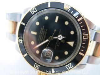 1980 ROLEX Oyster Perpetual Date "Submariner" 1000 ft. Chronometer with Steel/18k Gold Two-Toned Band; Black Dial; Case #16800; (Note: most cases for this watch were made using Case ##16803); {Description Altered: 11-7-2018 at 11:15am ET} SERIAL # 6458717