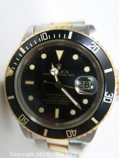 1980 ROLEX Oyster Perpetual Date "Submariner" 1000 ft. Chronometer with Steel/18k Gold Two-Toned Band; Black Dial; Case #16800; (Note: most cases for this watch were made using Case ##16803); {Description Altered: 11-7-2018 at 11:15am ET} SERIAL # 6458717