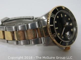 1980 ROLEX Oyster Perpetual Date "Submariner" 1000 ft. Chronometer with Steel/18k Gold Two-Toned Band; Black Dial; Case #16800; (Note: most cases for this watch were made using Case ##16803); {Description Altered: 11-7-2018 at 11:15am ET} SERIAL # 6458717