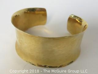 14K Yellow Gold Hammered Cuff Bracelet; total weight 48g