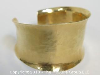 14K Yellow Gold Hammered Cuff Bracelet; total weight 48g