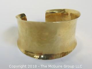 14K Yellow Gold Hammered Cuff Bracelet; total weight 48g