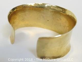 14K Yellow Gold Hammered Cuff Bracelet; total weight 48g