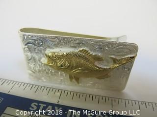 Fisherman's Sterling Silver Money Clip; numbered; total weight 38g