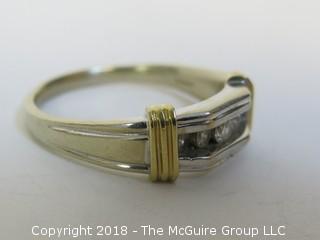 Men's 14K Two-Toned Gold Ring with 5 Channel Set Diamonds; total weight 12g