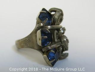 Men's Large (unsized) Ring, marked Modern Silver Plate  