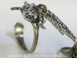 "Lizard, Bracelet and Ring"; unusual and intended to be worn as one; (note: clasp needs repair) 