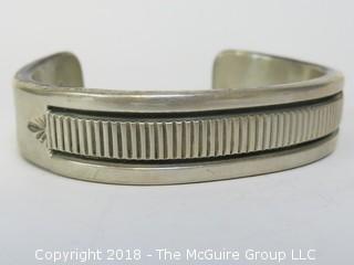 Men's Sterling Cuff Bracelet by Navajo Silversmith B Morgan; total weight 118g