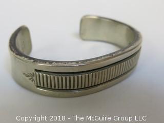 Men's Sterling Cuff Bracelet by Navajo Silversmith B Morgan; total weight 118g