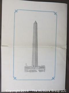 Original 1885 Official Invitation to the Dedication of the Washington Monument; 2 documents (should inspect) Historically important piece of U.S history. The invitation is entitled Ceremonies on the completion of the Washington Monument, Capitol, Washington, D.C. .... Signed by Chairman of the Commission, John Sherman. Program is unused. Steel engraved (government) on thick card stock. The Program is entitled Order of proceedings adopted by the Congressional Commission for the dedication of the Washington Monument, February 21, 1885. [12 pages]. 