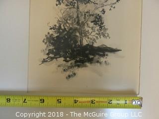 Black and White Woodblock Print; signed Glenelle