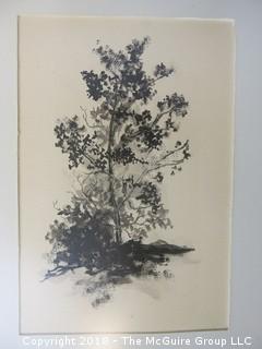 Black and White Woodblock Print; signed Glenelle