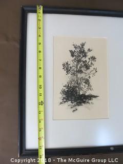 Black and White Woodblock Print; signed Glenelle