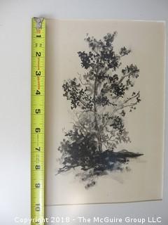 Black and White Woodblock Print; signed Glenelle