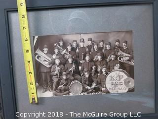 Early 20th century "K of P" Community Band Photo; Medina OH (in antique wooden frame - some damage) image size 6 x 10"