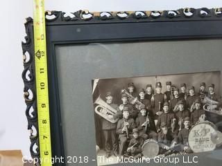 Early 20th century "K of P" Community Band Photo; Medina OH (in antique wooden frame - some damage) image size 6 x 10"