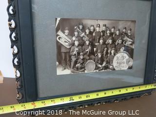 Early 20th century "K of P" Community Band Photo; Medina OH (in antique wooden frame - some damage) image size 6 x 10"