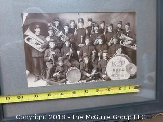 Early 20th century "K of P" Community Band Photo; Medina OH (in antique wooden frame - some damage) image size 6 x 10"