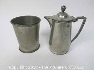 Antique Pewter Creamer and Sugar (1 marked Holland; 1 marked Wallace)