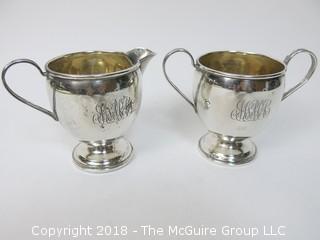 Sterling Creamer and Sugar; reinforced; total weight 166g