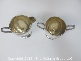 Sterling Creamer and Sugar; reinforced; total weight 166g