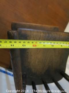 Antique Wooden High Chair with Stenciled Crest; seat height 22 1/2 x 34T 