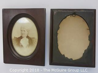 (2) Antique Portrait Photos in Wooden Frames