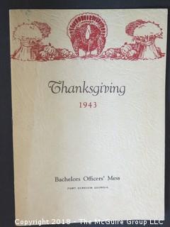 "Thanksgiving 1943; Bachelors Officer Mess; Fort Screven Georgia