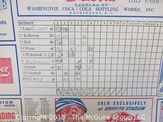 1950 American League Baseball Game Day Scorecard featuring Dom DiMaggio, Johnny Pesky, Ted Williams and Johnny Doerr  (Red Sox/Senators)