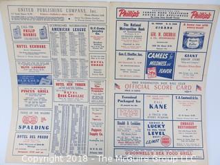 1950 American League Baseball Game Day Scorecard featuring Dom DiMaggio, Johnny Pesky, Ted Williams and Johnny Doerr  (Red Sox/Senators)