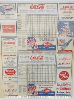 1950 American League Baseball Game Day Scorecard featuring Dom DiMaggio, Johnny Pesky, Ted Williams and Johnny Doerr  (Red Sox/Senators)