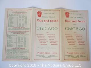 1893 Pennsylvania Lines Train Schedule South and East from Chicago