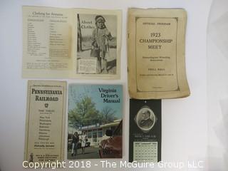 Collection of ephemera including 1923 Intercollegiate Wrestling Championship Meet; Cornell Drill Hall