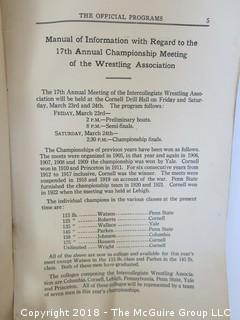 Collection of ephemera including 1923 Intercollegiate Wrestling Championship Meet; Cornell Drill Hall