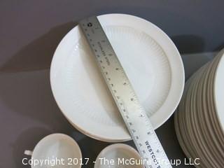 124 piece set of Adams English Ironstone China: 21 dinner plates, 21 salad plates, 21 bowls, 32 saucers, 3 sauce bowls,  24 cups, 2 misc. small plates