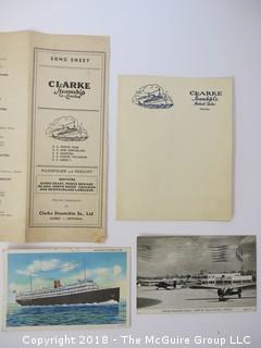 Collection of ephemera including  Song Sheet of the Clark Steamship Co. , Montreal