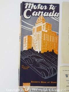 Collection of Ephemera including "Motor To Canada: Hotels of High Standards and Low Cost"