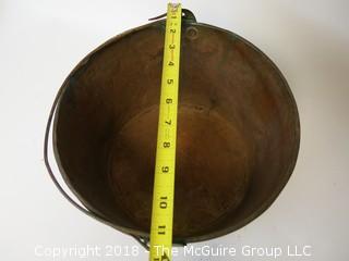 Hand Hammered and Forged Copper Kettle;  11 "Diameter at rim x 8"T