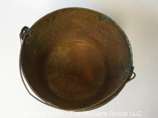 Hand Hammered and Forged Copper Kettle;  11 "Diameter at rim x 8"T